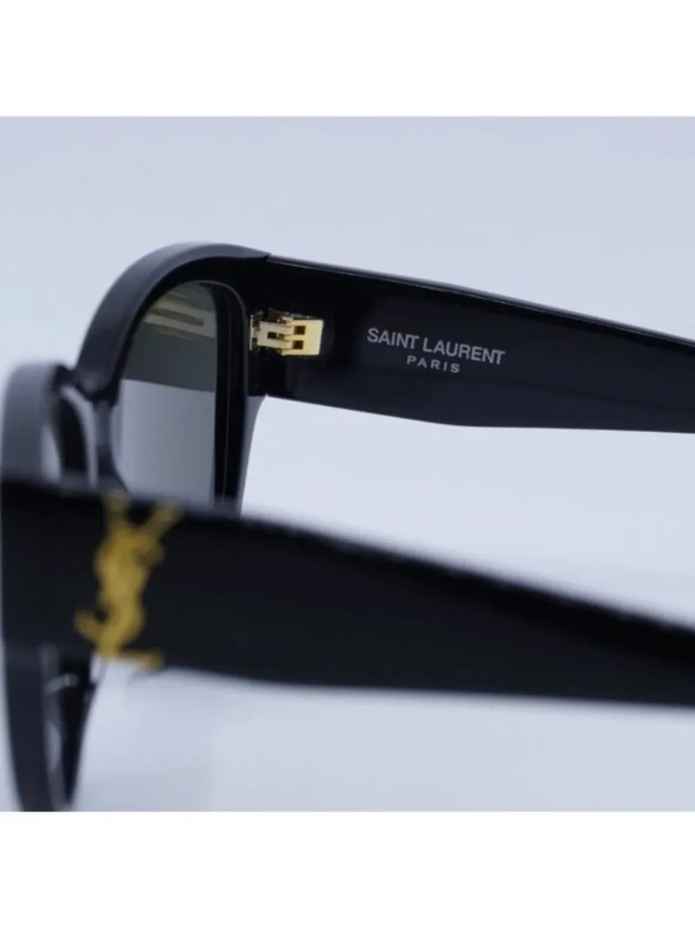 Saint Laurent SLM3 002 Sunglasses Black Cat Eye Frame, Grey Lenses